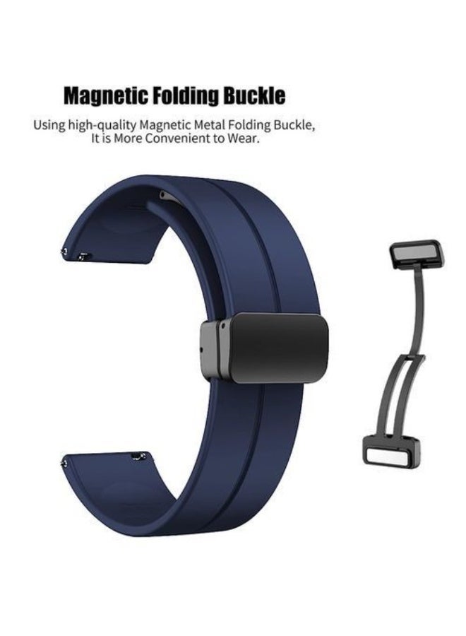 سوار سيليكون 22 مم مع مشبك مغناطيسي قابل للطي لساعة هواوي الذكية GT6 مقاس 46 مم - أزرق - Image 3